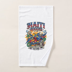 Haiti Soccer Skeleton Striker Nations Poster Style Hand Towel