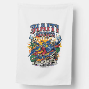 Haiti Soccer Skeleton Striker Nations Poster Style House Flag