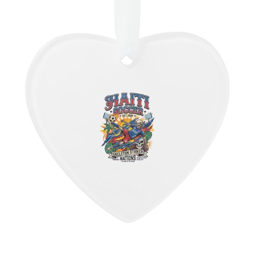 Haiti Soccer Skeleton Striker Nations Poster Style Ornament