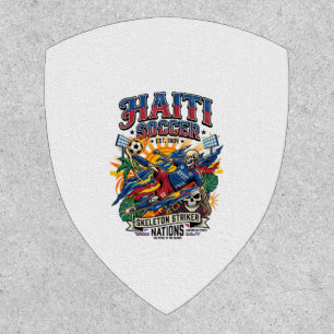 Haiti Soccer Skeleton Striker Nations Poster Style Patch
