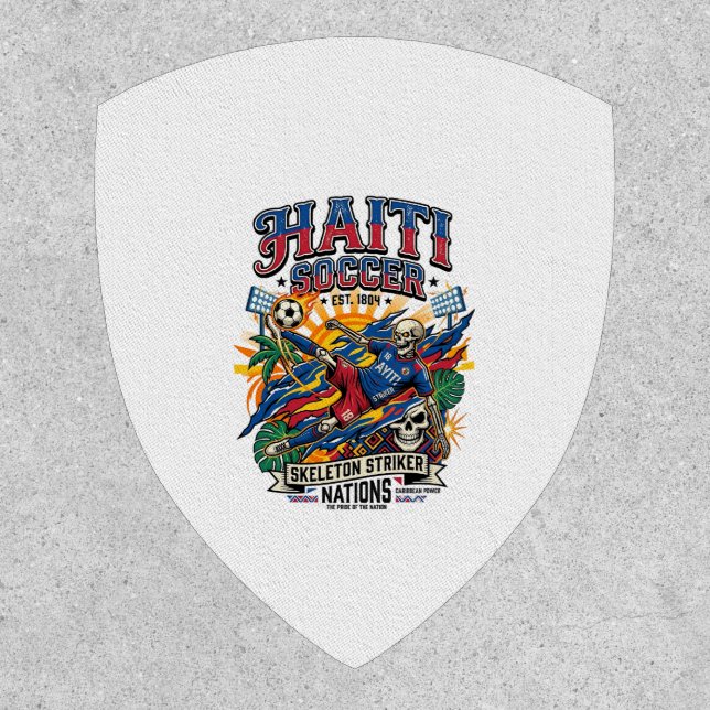 Haiti Soccer Skeleton Striker Nations Poster Style Patch (Front)