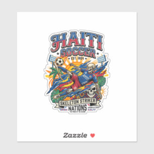 Haiti Soccer Skeleton Striker Nations Poster Style Sticker