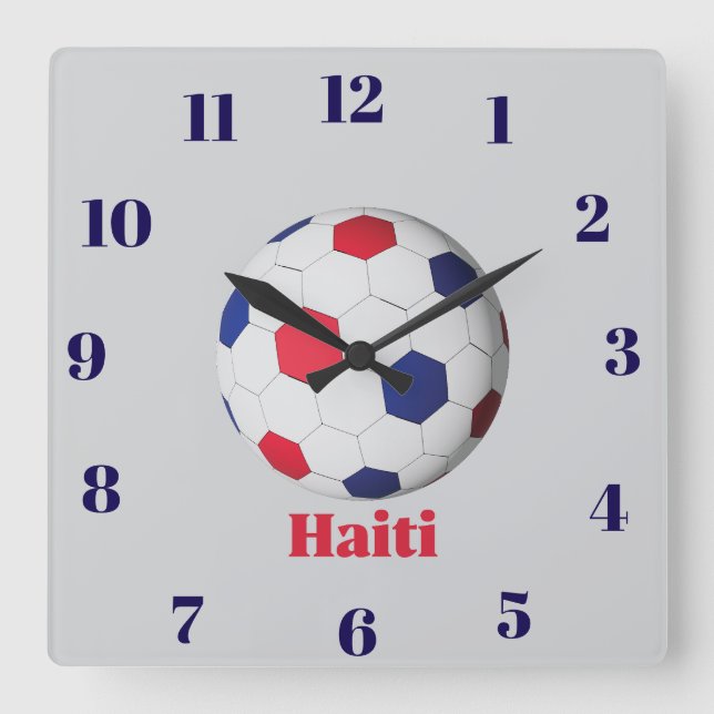 Haiti Soccer Square Wall Clock (Front)