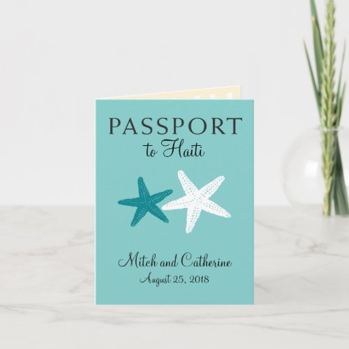 Haiti Starfish Wedding Passport Invitation