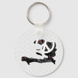 Haiti Trendy Peace Sign with Haitian map Keychain
