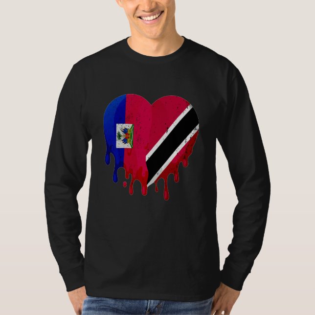 Haiti Trinidad & Tobago Flag Heart Grown Patriot C T-Shirt (Front)