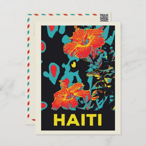 Haiti typical caribbean hibiscus postcard