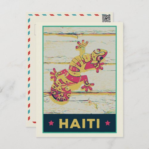Haiti typical colorful gecko postcard