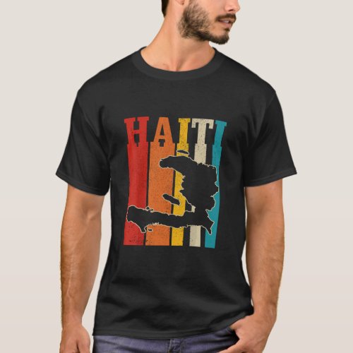 Haiti Vintage Haitian Pride Island Map Vintage Hai T_Shirt