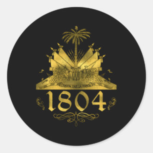 Haitian 1804 Gold Haiti Flag Emblem Classic Round Sticker