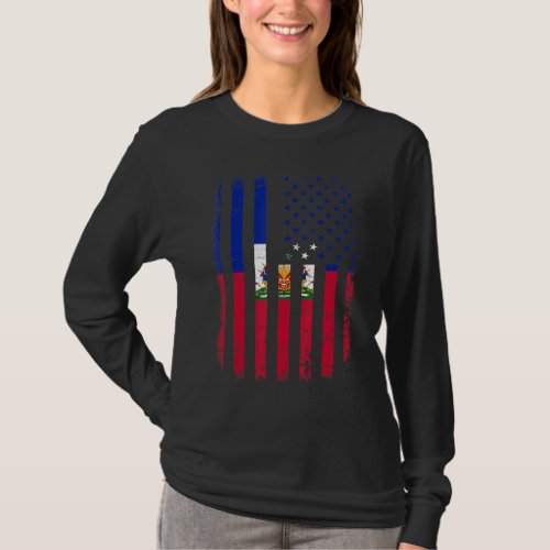 Haitian American Flag Haitian Roots Haiti America T_Shirt