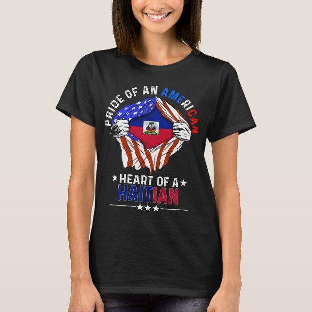 Haitian American Foreign Country Haiti Flag T-Shirt (Front)