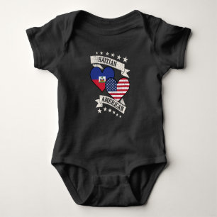 Haitian American Heart Flags Haiti America Baby Bodysuit