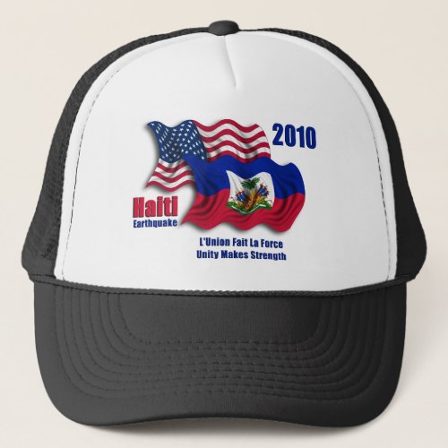 Haitian  American Waving Flags for Haiti Trucker Hat