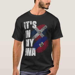 Haitian And Dominican Mix DNA Flag Heritage T-Shirt