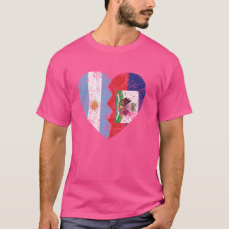 Haitian Argentinian Flag Heart  Argentina Haiti Fl T-Shirt