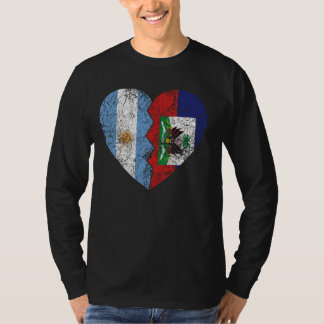 Haitian Argentinian Flag Heart Argentina Haiti Fla T-Shirt