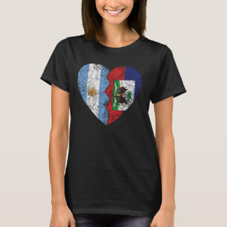 Haitian Argentinian Flag Heart Argentina Haiti Fla T-Shirt