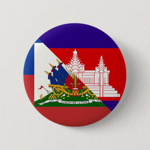 Haitian Cambodian Flag   Haiti Half Cambodia Flag Button