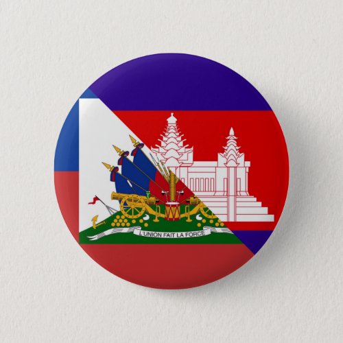 Haitian Cambodian Flag  Haiti Half Cambodia Flag Button