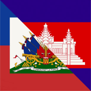 Haitian Cambodian Flag   Haiti Half Cambodia Flag Sticker