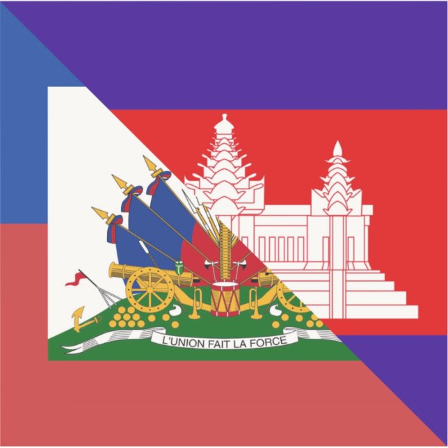 Haitian Cambodian Flag | Haiti Half Cambodia Flag Sticker (Front)