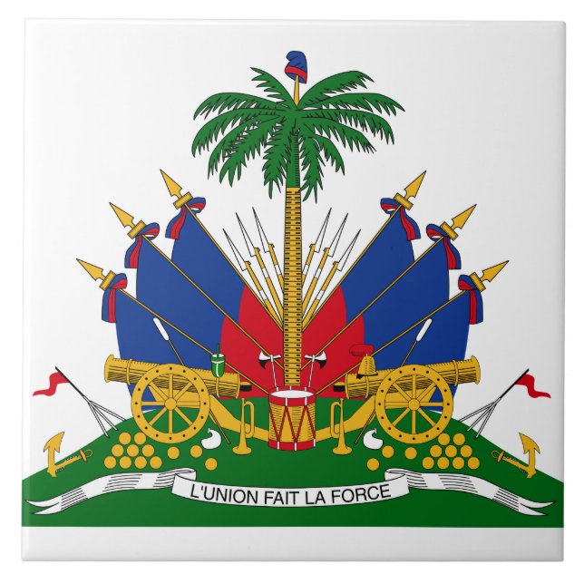 Haitian Coat of Arms (Haiti) Ceramic Tile (Front)