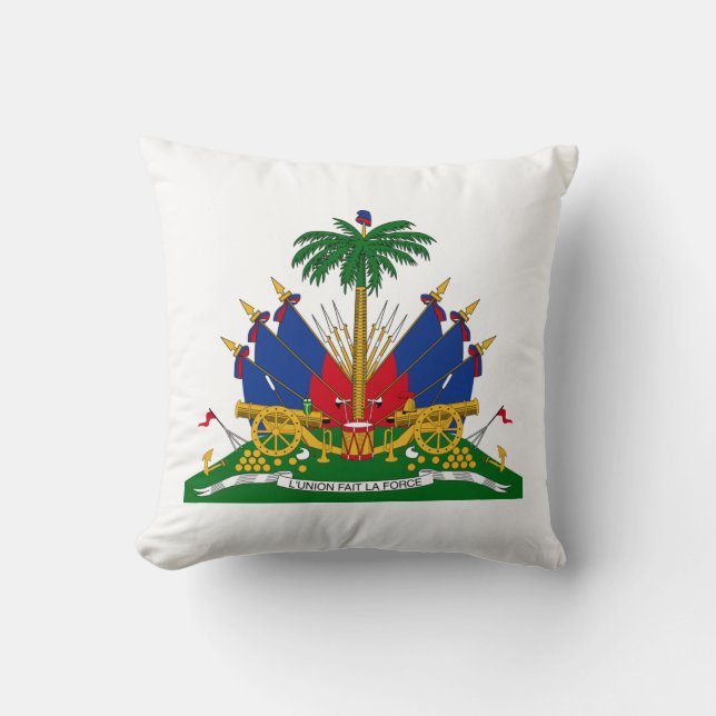 Haitian Coat of Arms (Haiti) Throw Pillow (Front)