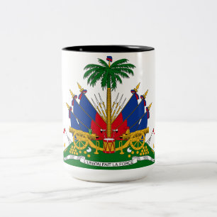 Haitian Coat of Arms (Haiti) Two-Tone Coffee Mug