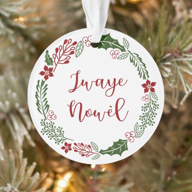 Haitian Creole Merry Christmas Wreath Jwaye Nowèl Ornament (Tree)