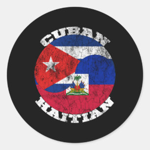 Haitian Cuban Flag Half Cuban Half Haitian Cuba Ha Classic Round Sticker