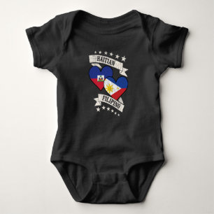 Haitian Filipino Heart Flags Haiti Philippines Baby Bodysuit