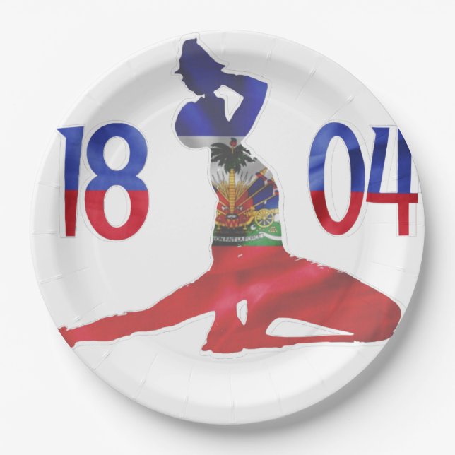 Haitian Flag 1804 Neg Mawon | Haitian Independence Paper Plates (Front)