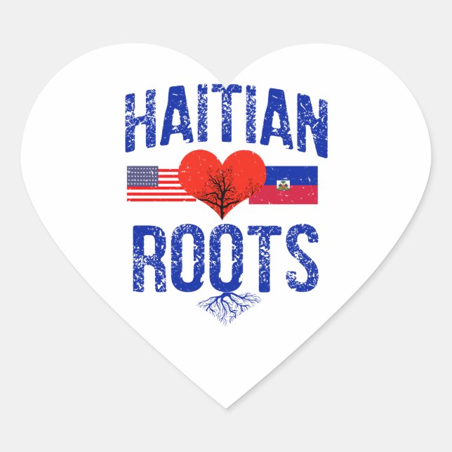 Haitian flag designs heart sticker (Front)