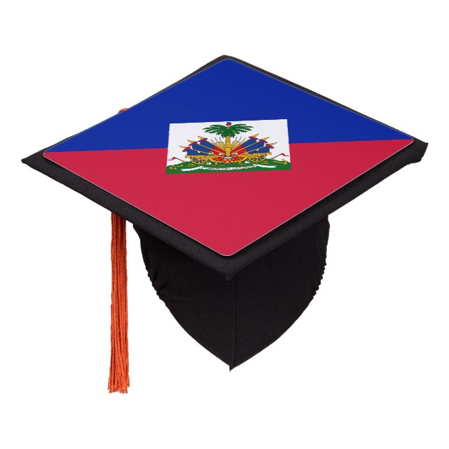 Haitian flag graduation cap topper (Angled)