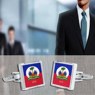 Haitian Flag & Haiti fashion shirt Studs /business Cufflinks