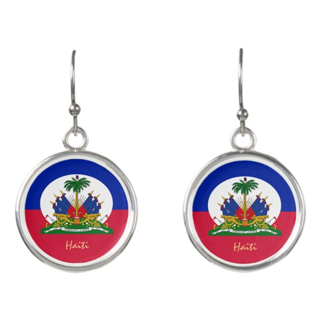 Haitian Flag & Haiti fashion, travel /sports Earrings (Front)