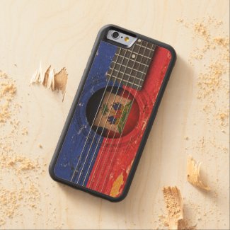 Haitian Flag on Old Acoustic Guitar Carved® Maple iPhone 6 Bumper Case