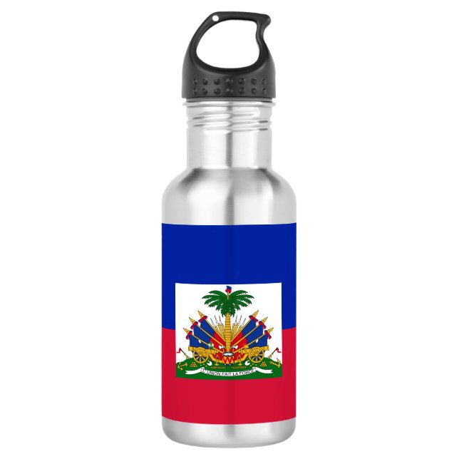 Haitian flag paper cup stainless steel water bottle (Front)