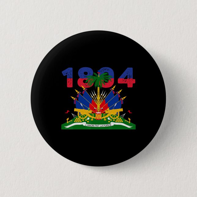 Haitian Flag Pride 1804 Independence Day Haiti Roo Button (Front)