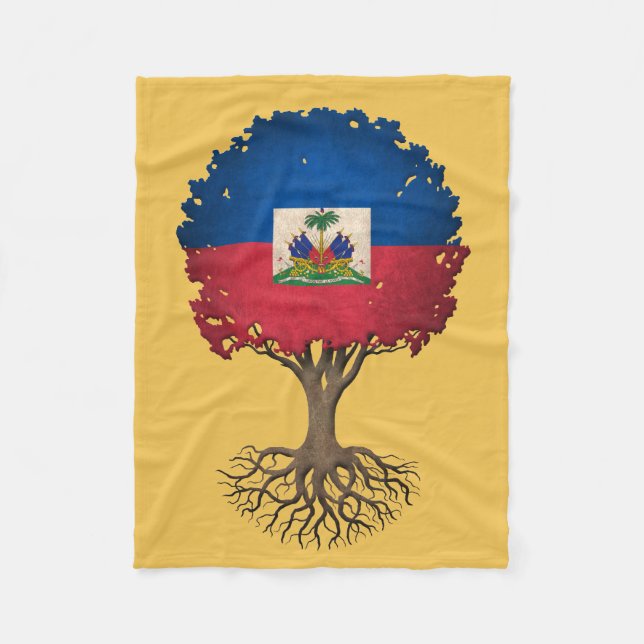 Haitian Flag Tree of Life Customizable Fleece Blanket (Front)