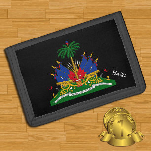 Haitian flag wallets, emblem, Haiti fashion Trifold Wallet