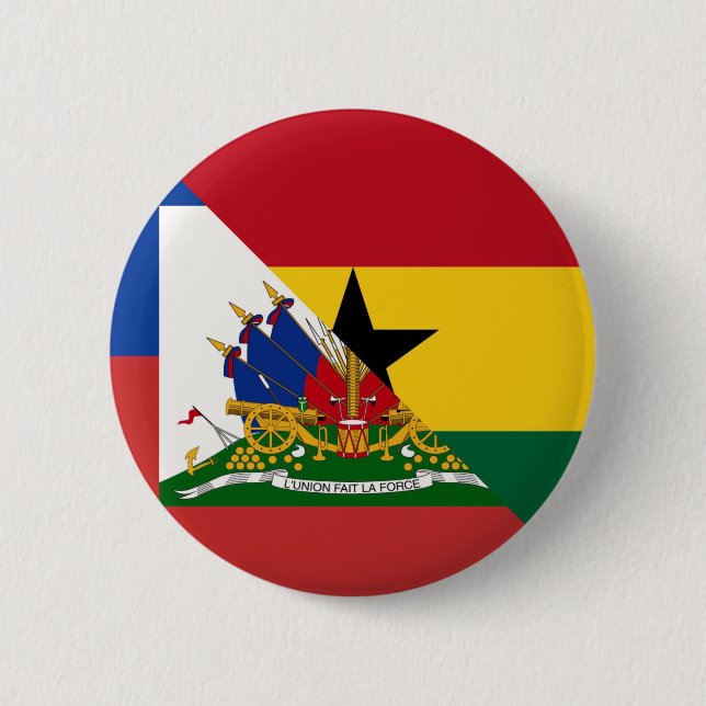 Haitian Ghanaian Flag | Half Haiti Ghana Button (Front)