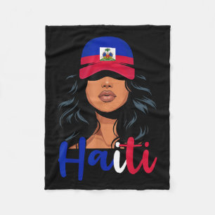 Haitian Girl Haiti Flag Proud Haitienne Women Hait Fleece Blanket