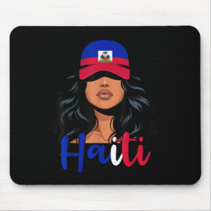 Haitian Girl Haiti Flag Proud Haitienne Women Hait Mouse Pad