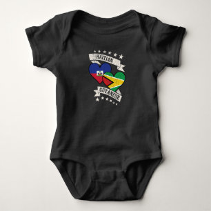 Haitian Guyanese Heart Flags Haiti Guyana Baby Bodysuit