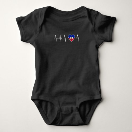 Haitian Heartbeat I Love Haiti Flag Heart Pride Baby Bodysuit