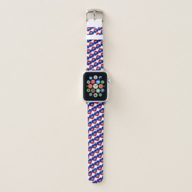 Haitian Hearts & Haitian Flag fashion / Haiti Apple Watch Band (Front)