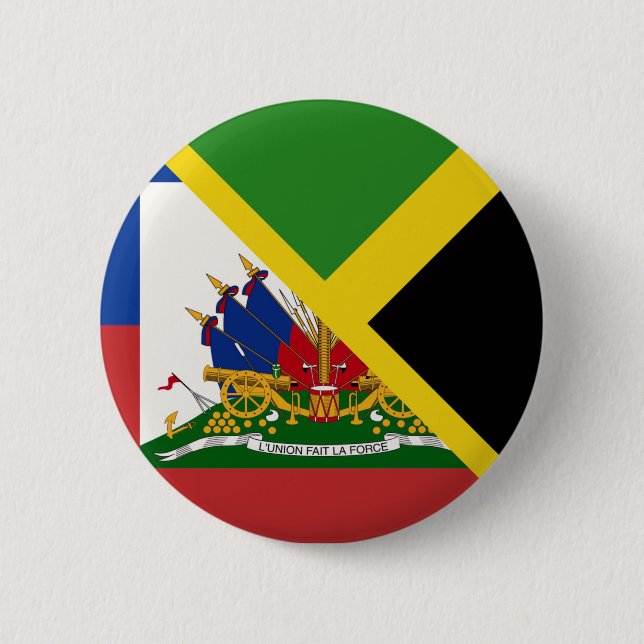 Haitian Jamaican Flag | Half Jamaica Haiti Button (Front)