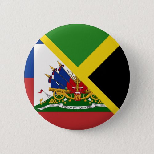 Haitian Jamaican Flag  Half Jamaica Haiti Button